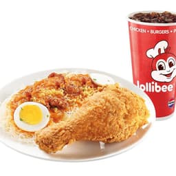 1Pc Chickenjoy W/ Palabok Fiesta and Drink